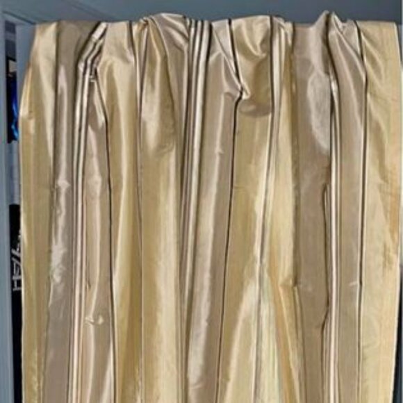 4 Linen & Things 40W x 94L 100% Silk Stripes Dupioni Rod Pocketed Drapery Panels - Picture 1 of 4